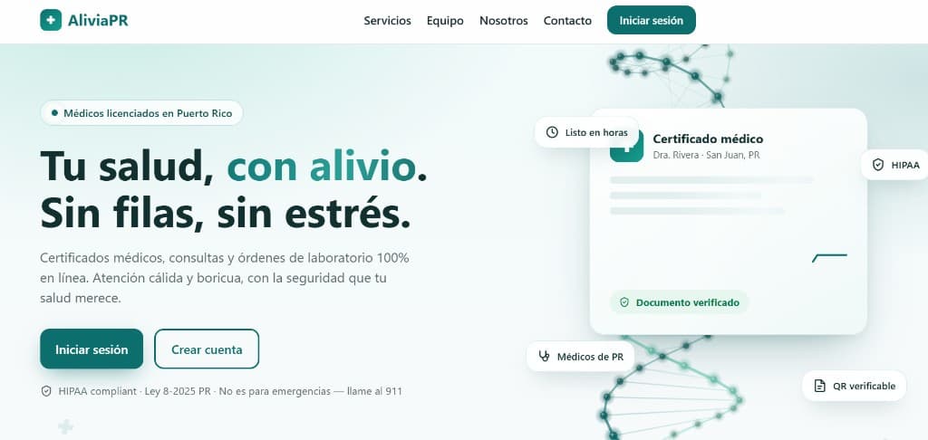 AliviaPR website screenshot