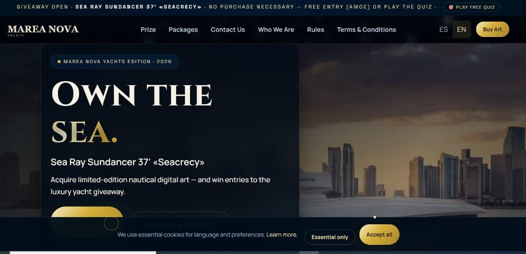 Marea Nova Yachts website screenshot